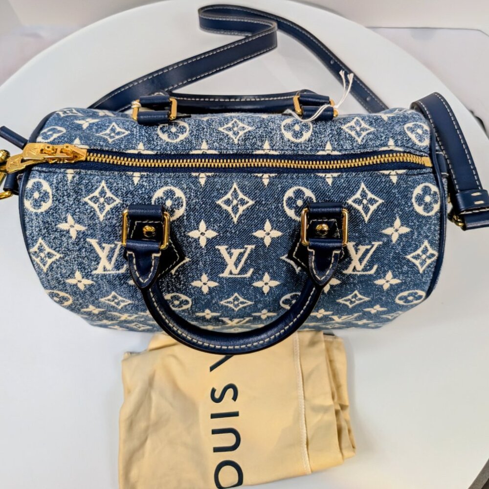 Louis Vuitton Denim Jacquard Monogram Speedy Bandoulière 25 - Picture 16 of 16